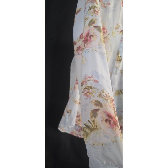 $89 NWOT KUT FROM THE KLOTH long sleeve‎ button up blouse L blue green floral - Picture 6 of 11